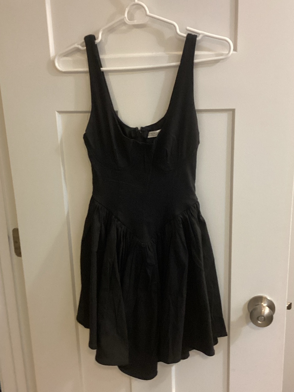 12th Tribe Black Sleeveless Mini Dress with Flared Skirt